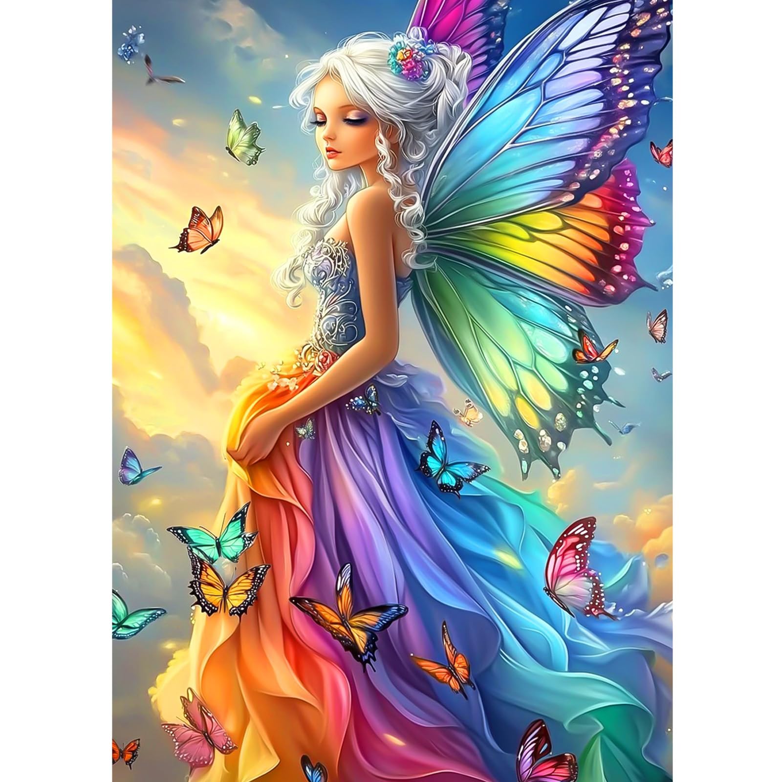 CEOVR Diamond Painting Art Kits Adults,Butterfly Fairy Diamond Art Painting Kits,30x40 cm Diamond Art Kits Adults,Elf Diamond Painting Craft for Leisure Time