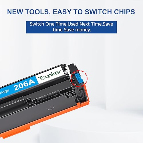 Miniatura 4 de Tounker Paquete de 4 cartuchos de tóner 206a compatibles con HP 206A 206X para HP Color Laserjet pro MFP m283fdw M283cdw Pro M255dw M283dw M283 M255