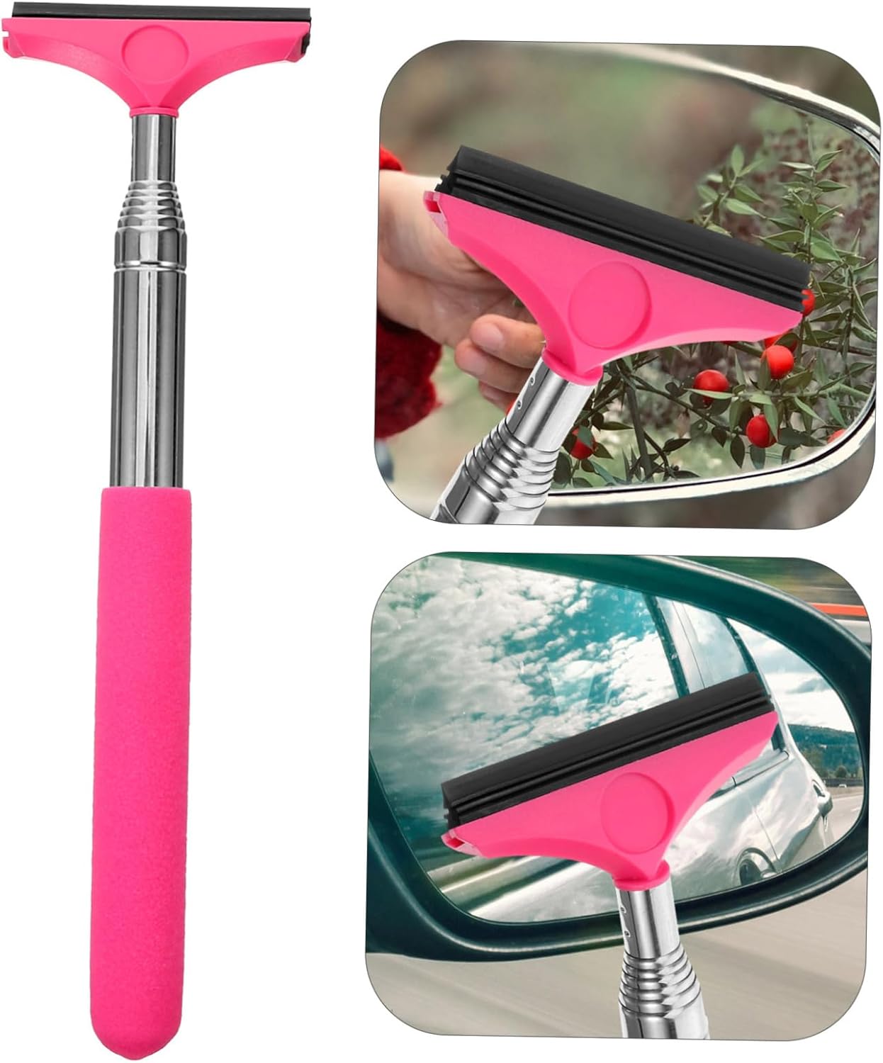 ULTECHNOVO 5pcs Extendable Rearview Mirror Wiper Retractable Car Window Cleaner Tool Magnetic Windshield Squeegee Car Window Cleaner for Side Mirrors