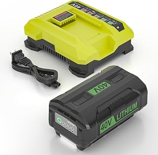 40V 6.5Ah Battery Replacement for Ryobi 40V Battery OP4040 OP40401 OP4026 OP40261 OP4050 OP40201 OP40601,Compatible with Ryobi 40 Volt Tools and Charger (Battery&Charger)
