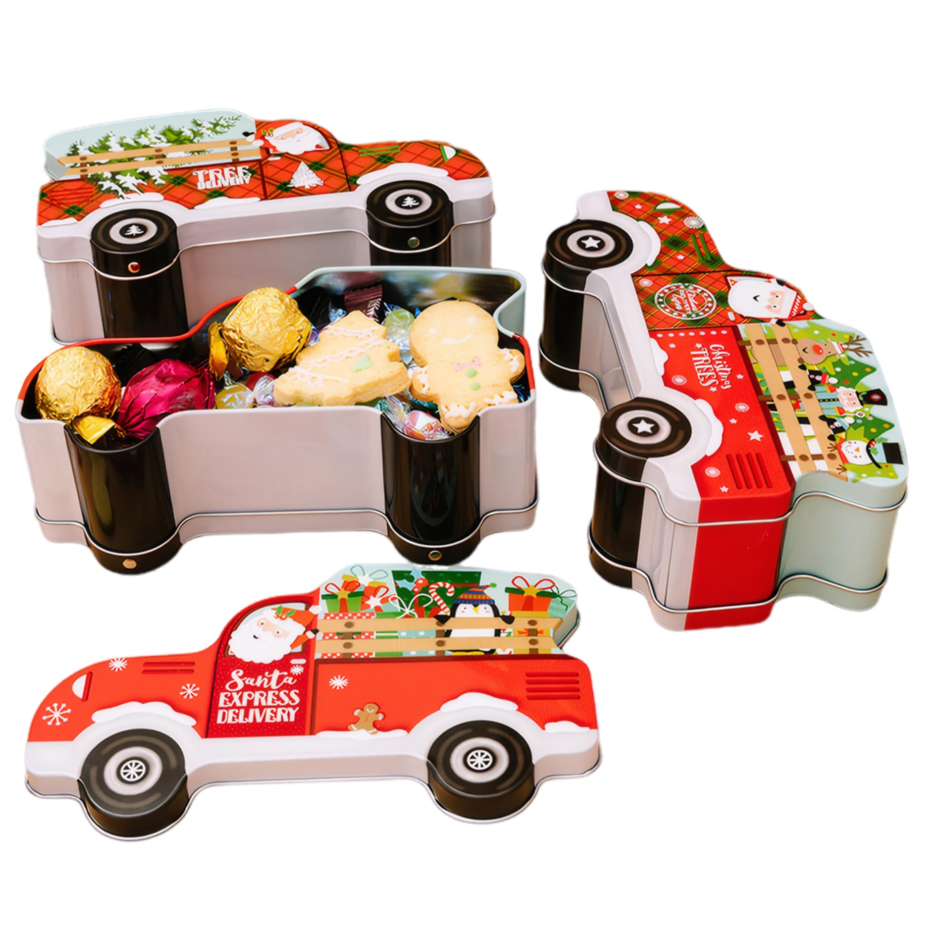 Boîtes à biscuits de Noël en métal avec couvercle pour gâteaux frais et intacts