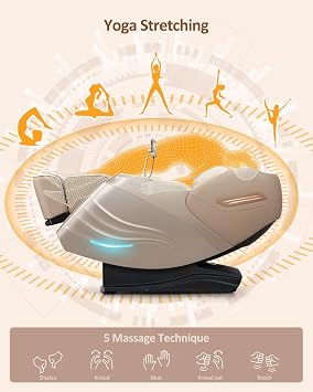 RELX Massage Chair Full Body, 15 Modes Zero Gravity SL-Track Shiatsu Massage Chair Built-in Heat System, Airbag Massage with Body Scan, Deep Yoga Stretch, Calfrest Extension and AI Control(Cream)