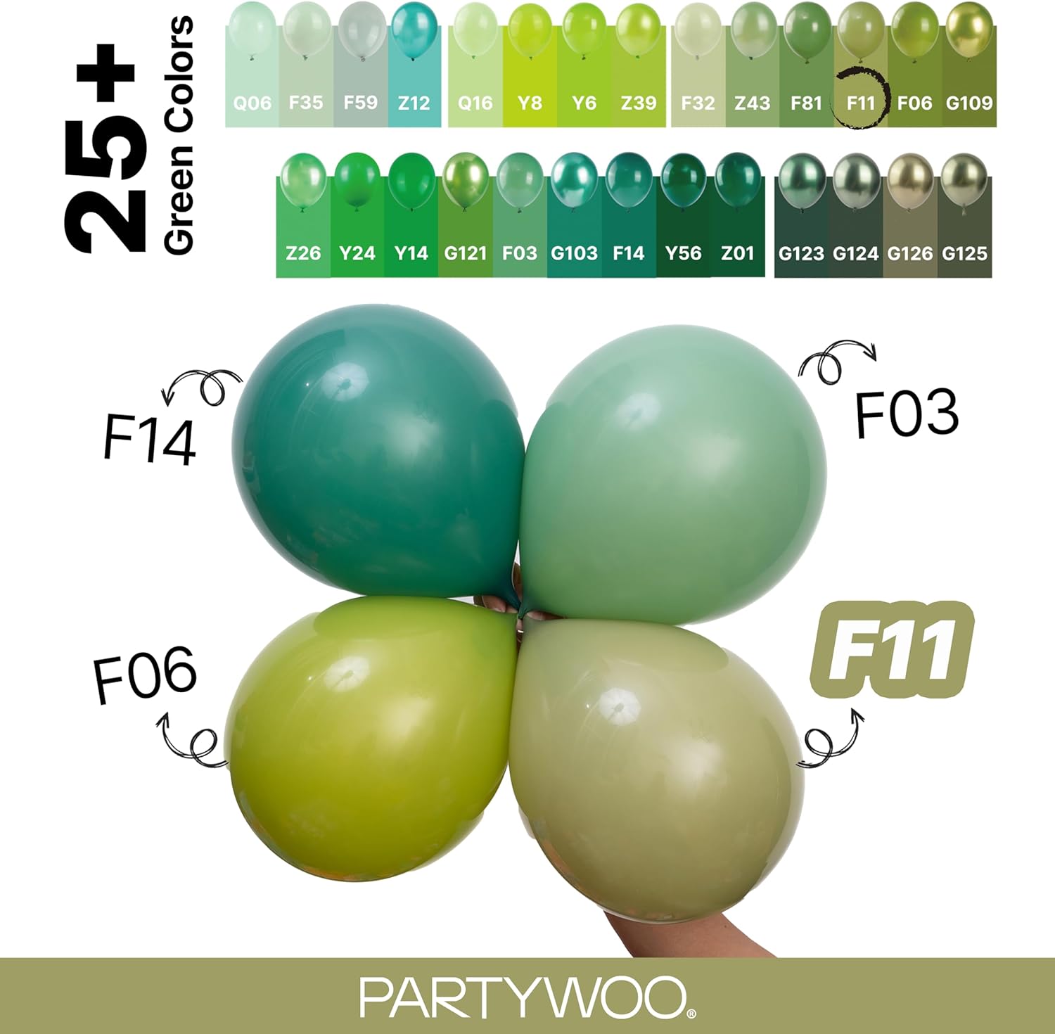 PartyWoo Sage Green Balloons 140pcs Different Sizes of 18 12 10 5 Inch Olive Boho Green Latex Balloon Arch Kit for Wedding Birthday Dinosaur Jungle Golf Football Theme Party Decorations Green-F11 thumbnail