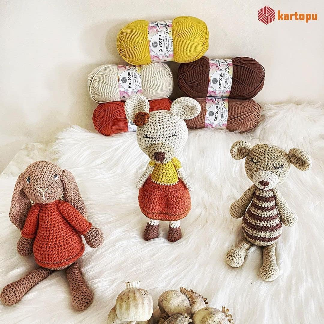 Kartopu Cotton Love,Cotton Knitting Yarn,Baby Knitting Yarn,Structure Very Soft,(4Balls) Each Skein(Ball) 3.53 Oz (100g) (White 010)