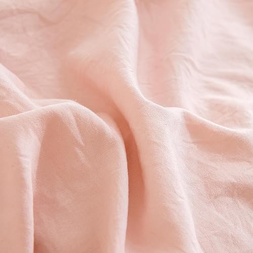 Miniatura 7 de MOVE OVER Juego de edredón rosa con volantes, tamaño King, juego de ropa de cama de 2 capas con volantes, juego de edredón de 3 piezas, ligero y