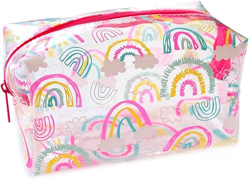 Fashion Stationery Clear Pink Rainbow Pencil Case for Girls