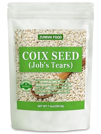 Dried Jobs Tears Yi Yi Ren/Coix Seed, 7.05oz 200g | Natural Pearl Barley for Tea, Soup | Gluten-Free Grain, Traditional Herb, Resealable Bag