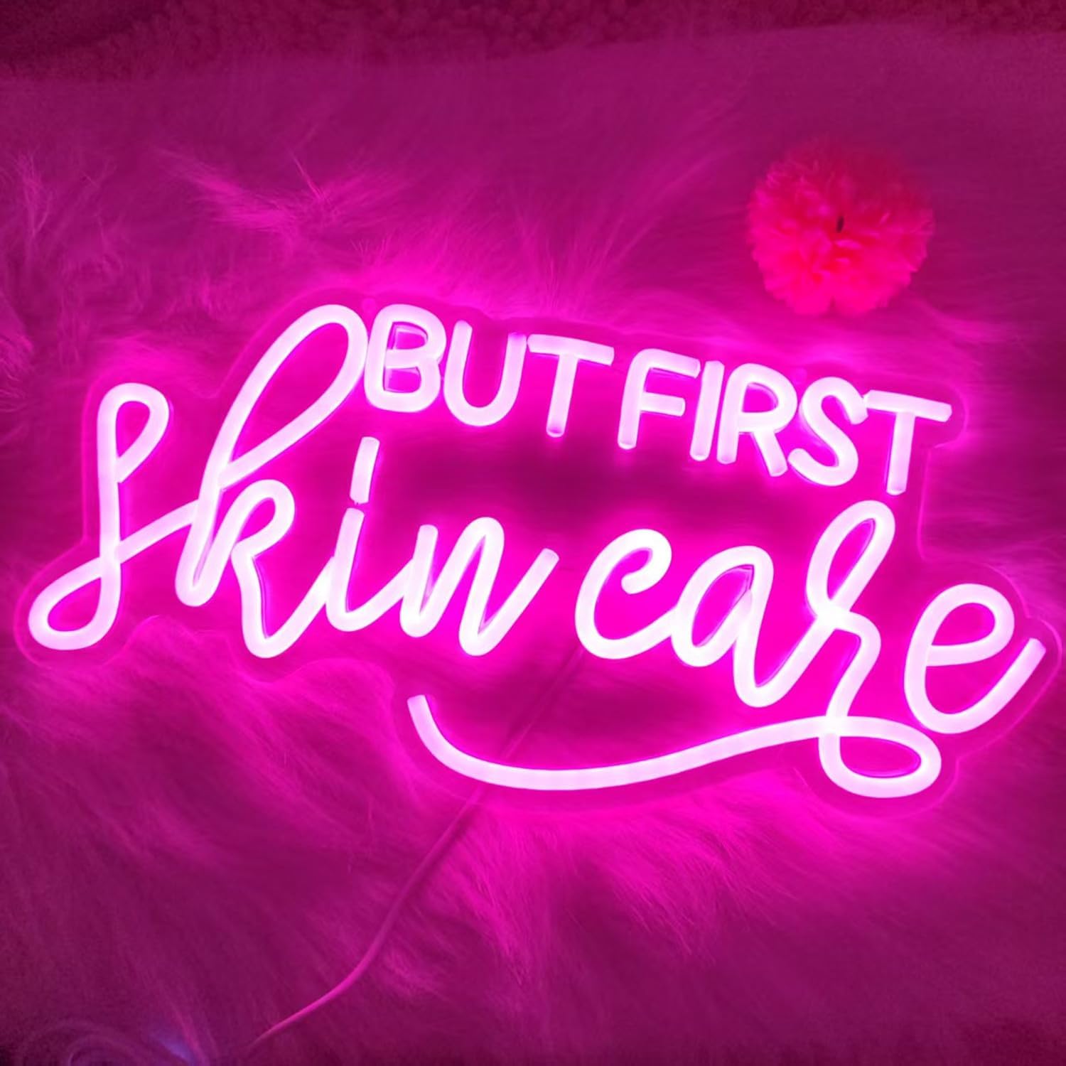 But First Skin Care Led Neon Lights Sign for Home Spa Beauty Cosmetic Salon Wall Decor, Spa Day Gifts for Women,Spa Products Aesthetic Center Salon Door Decorative Acessories(Pink)
