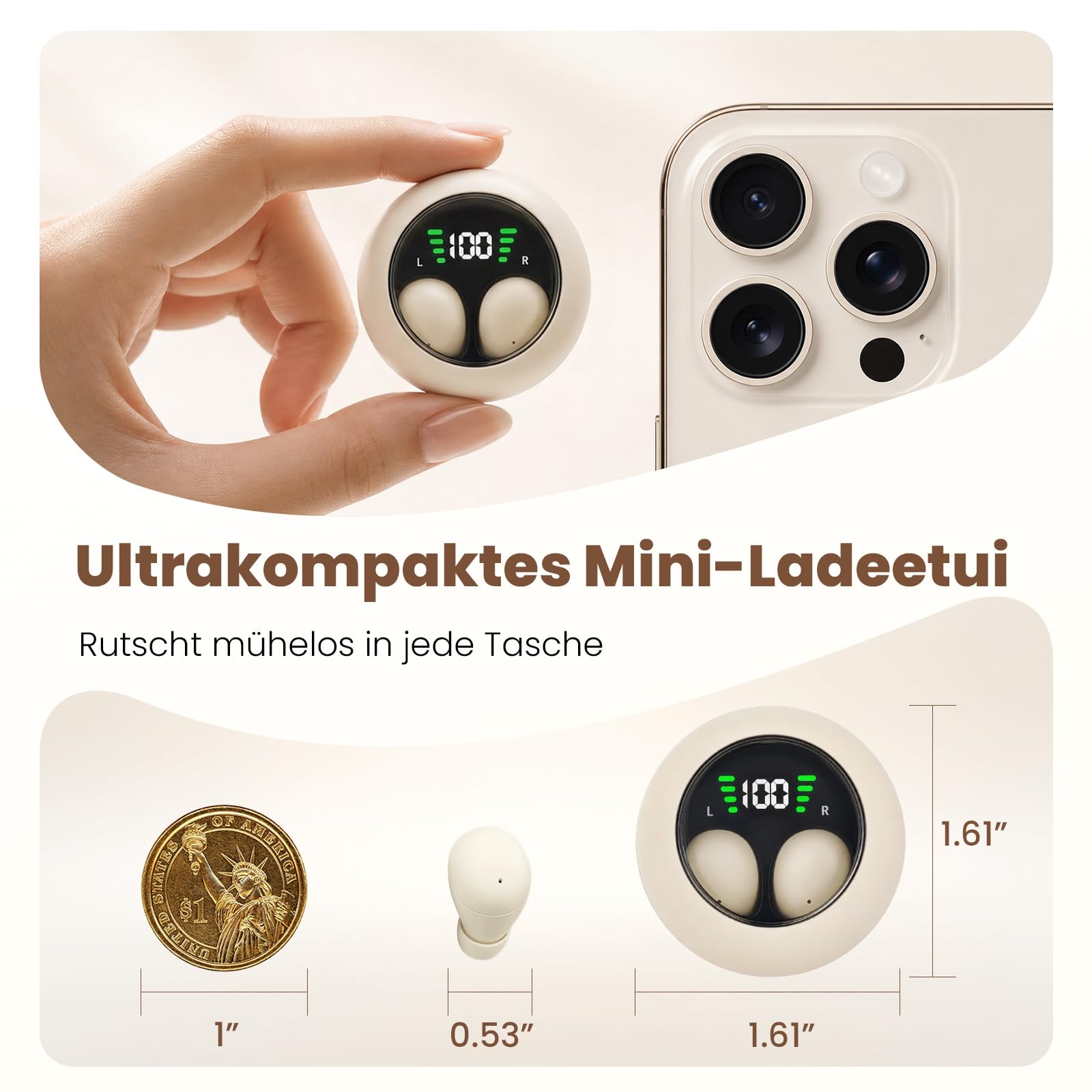 Xmenha Auriculares invisibles Bluetooth para dormir, inalámbricos, orejas pequeñas, dormir de lado, inalámbricos, para dormir de lado, cancelación de ruido, auriculares para dormir