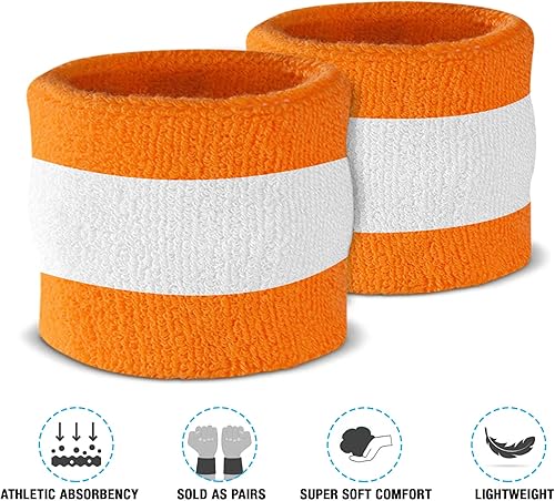 Miniatura 6 de Suddora Juego de bandas para el sudor a rayas, 2 pulseras y 1 diadema que absorben la humedad, bandas deportivas transpirables para deportes,