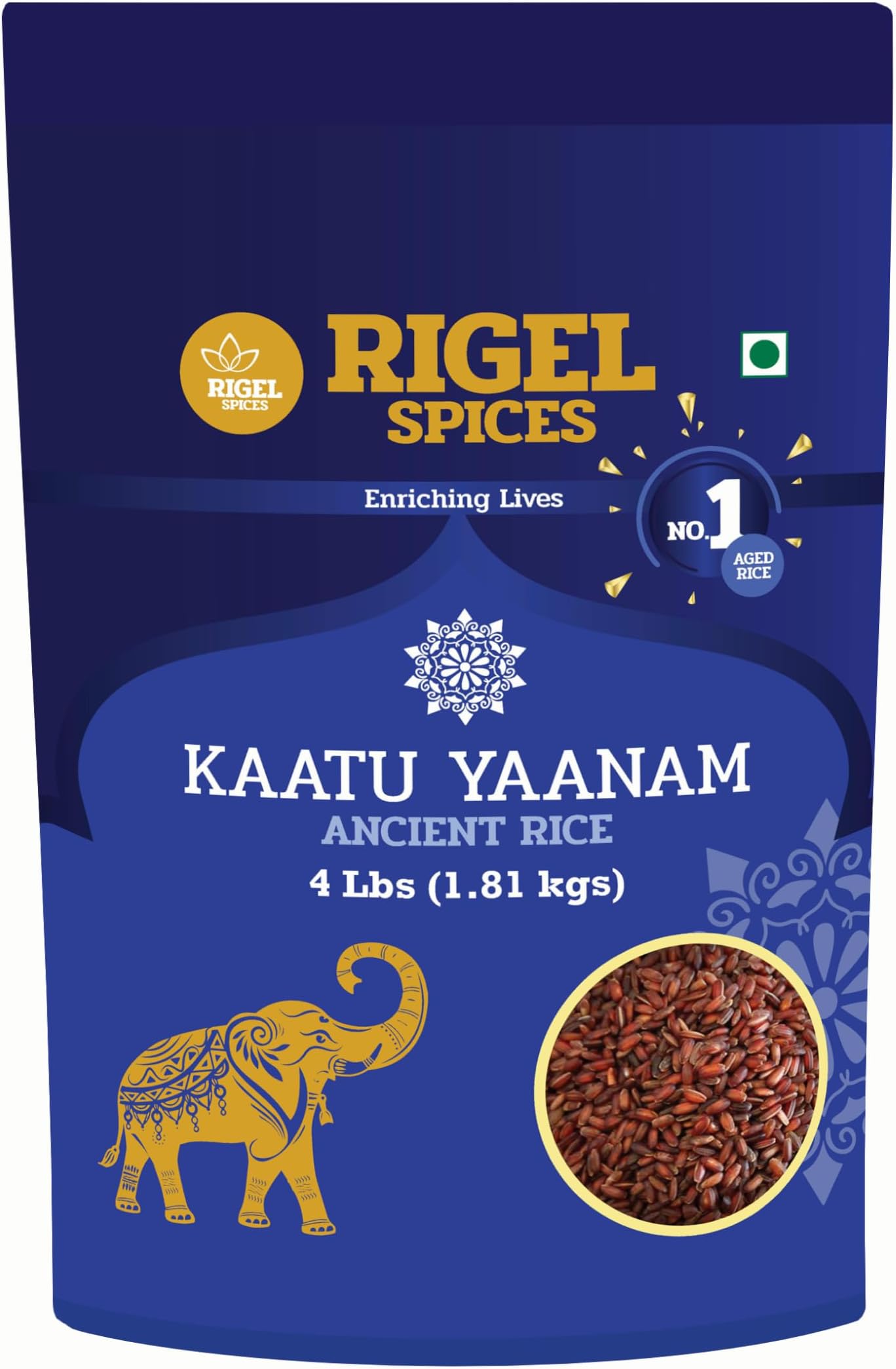 Forest Elephant Red Rice (4 Lb) | Kaatu Yaanam Ancient Rice | Kattuyanam rice | 12+months aged | GLUTEN FREE