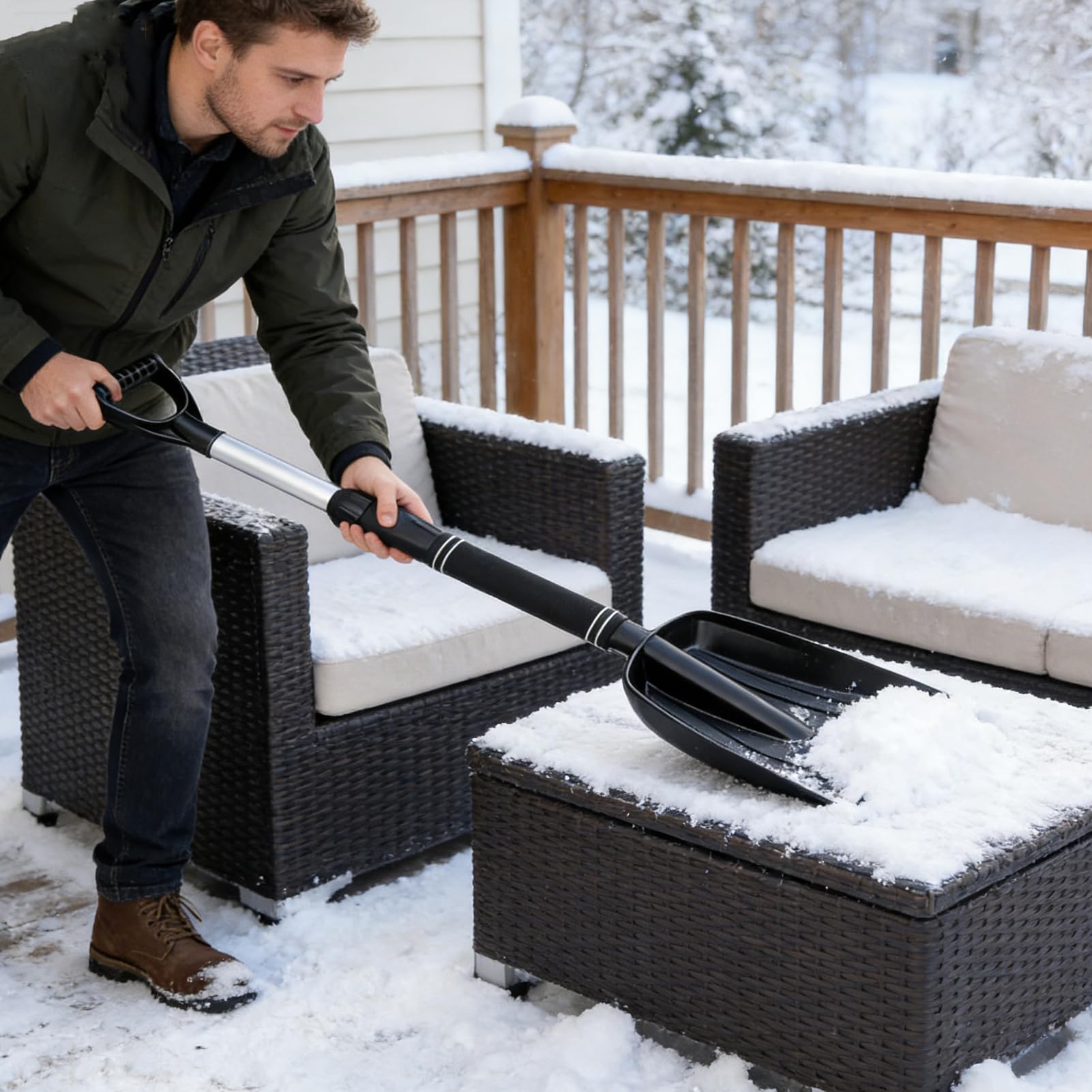 Pala de nieve con mango ergonómico resistente para senderos de jardín, pasarelas, entradas, puertas de garaje — view 7