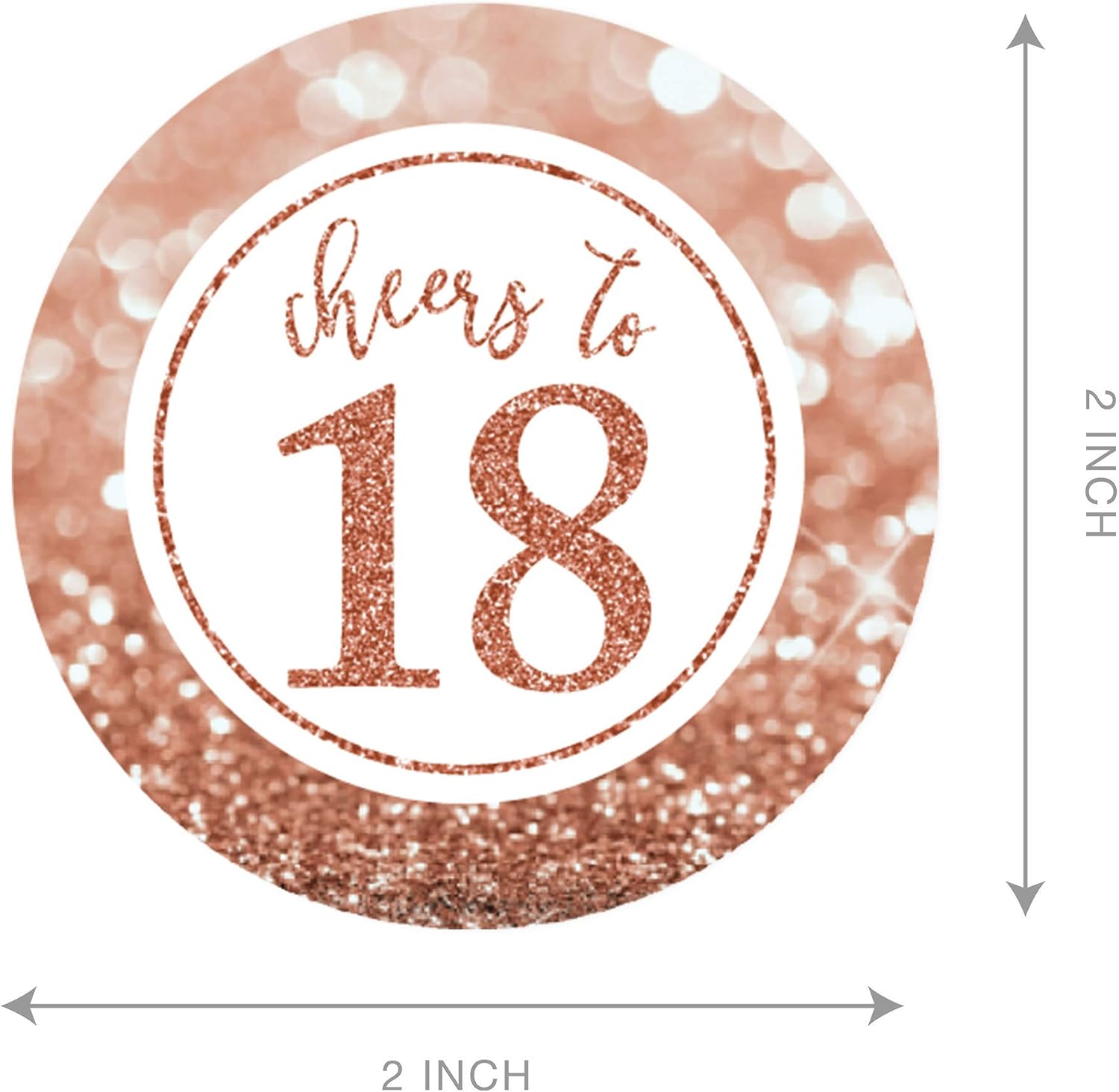 Andaz Press Glitzy Faux Rose Gold Glitter Round DIY Cupcake Toppers, Cheers to 18 Years, 18th Birthday or Anniversary, 20-Pack, Cake Dessert Party Decor