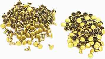 100 Set Rivetti In Metallo Per Pelle 6 Mm - Rivetti A Doppio Cappuccio Per Fai Da Te E Artigianato (Oro) - Foto 11