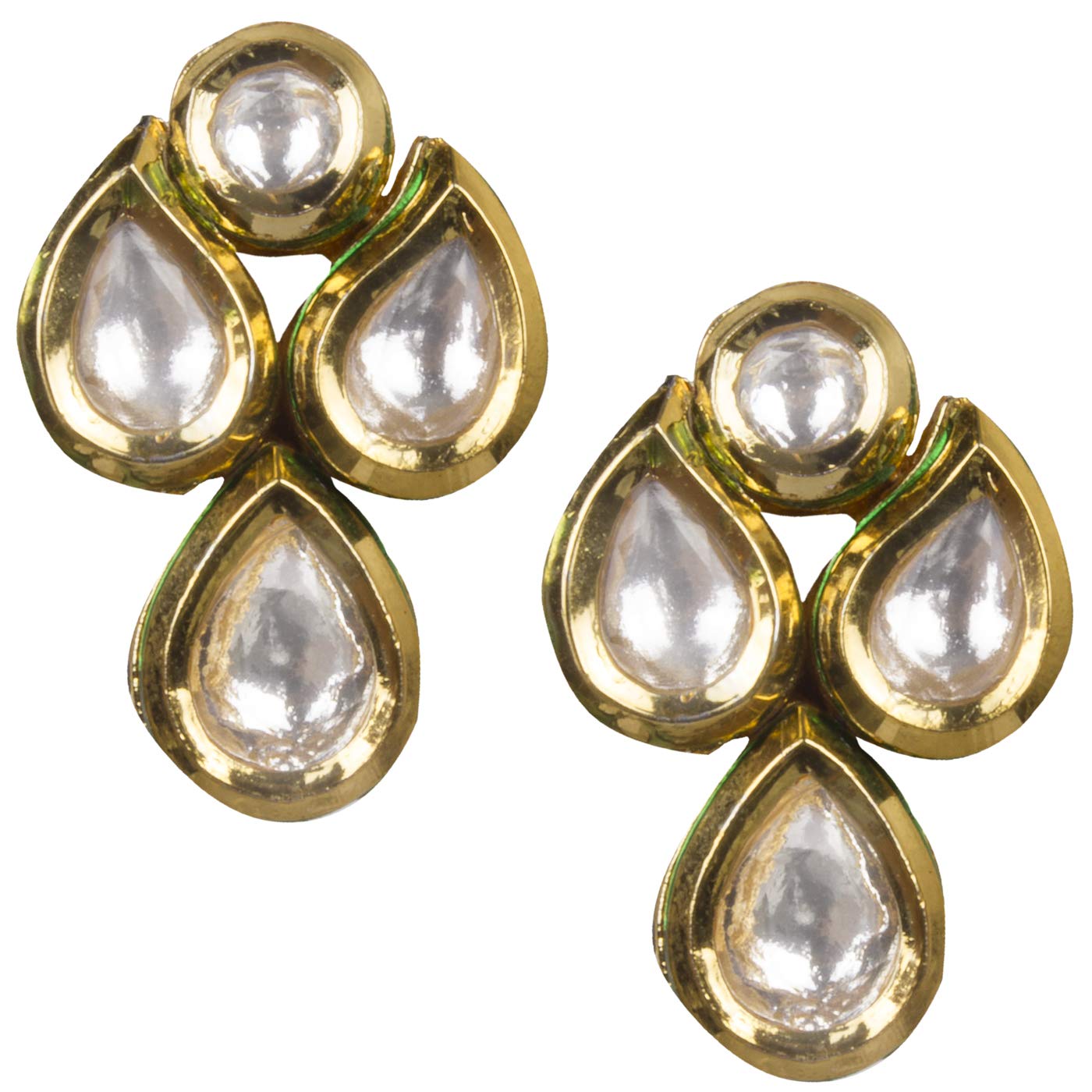 Piah Fashion Brass Gold Plated and Kundan Stud Earrings for Women & Girls, Gold, medium (9347) (B07NGN965L) Amazon Price History, Amazon Price Tracker