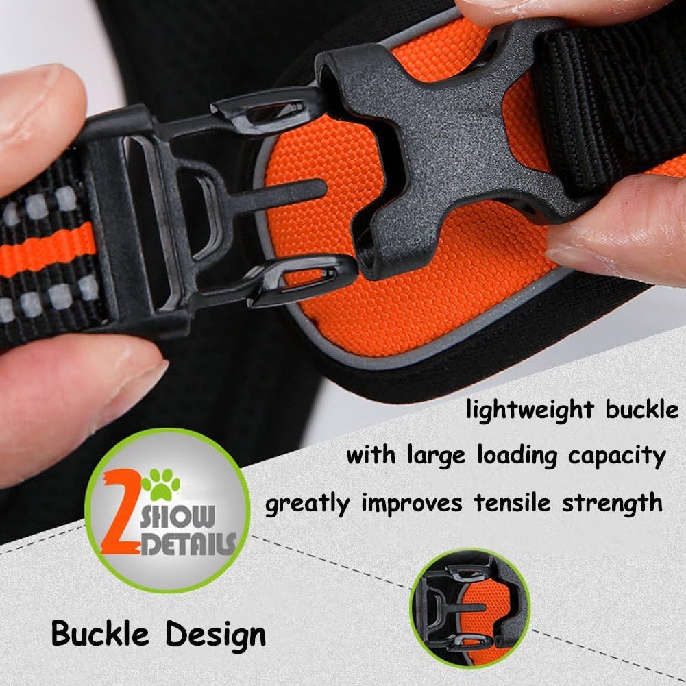 Creation Core Reflective Nylon Dog Harness and Training Leash Set Padded Durable Adjustable, Orange M