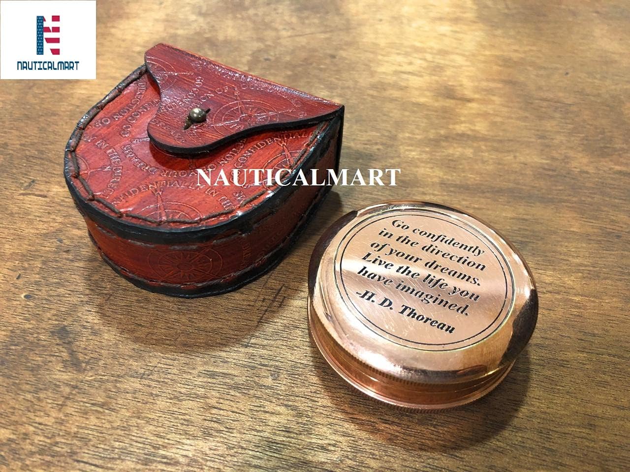 Brass Engraved Compass – “Go Confidently in the Direction of Your Dreams” Religious Gift for Confirmation, Baptism & Graduation