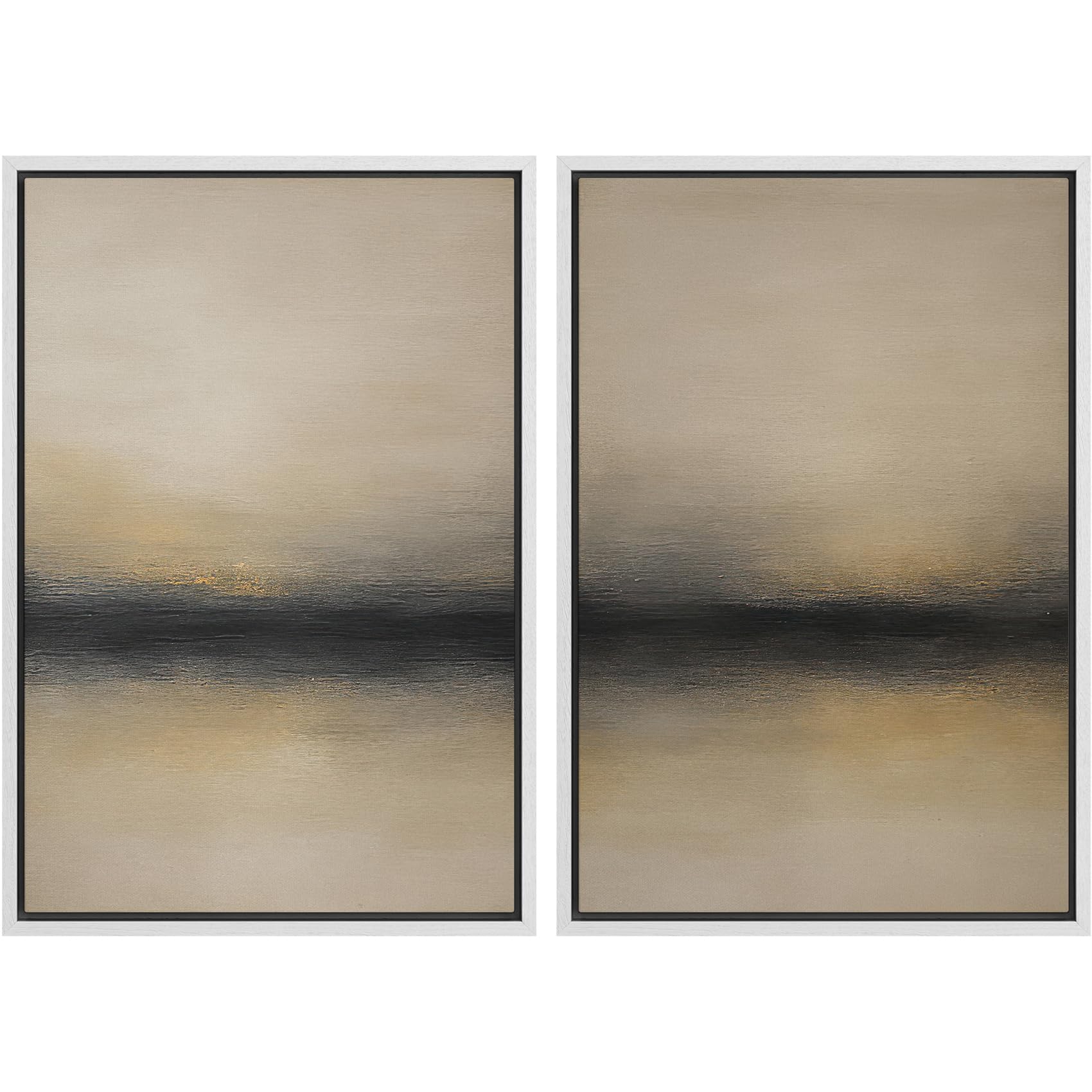 MUDECOR Framed Canvas Print Wall Art Monochromatic Gradient Abstract Minimalist Gray Illustrations Modern Art Decorative Bohemian Colorful Chic for Living Room, Bedroom, Office - 16"x24"x2 Black — view 55
