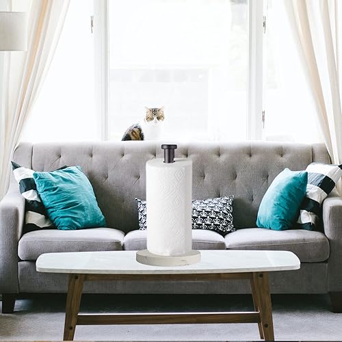 Miniatura 7 de Soporte para toallas de papel, soporte para rollo de toallas de papel de pie para cocina y baño, con base de mármol pesada para operación con una