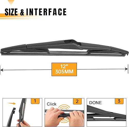 Vista 37 de AUTOBOO 12 limpiaparabrisas trasero de repuesto para Kia Sportage 2011-2016, Hyundai Elantra 09-12, Hyundai Tucson IX35 10-15, I30 - Repuesto