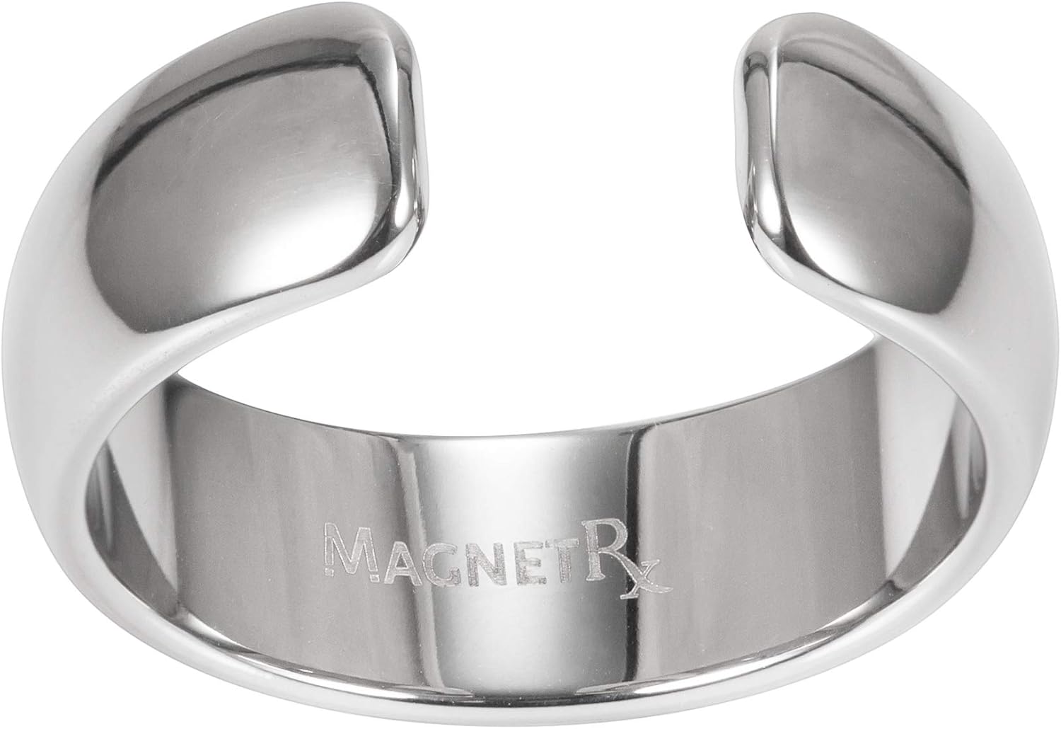 MagnetRX® Magnetic Ring – Elegant Stainless Steel Ring – Magnet Rings for Men (Polished Silver | Size: 6)