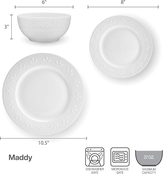 Pfaltzgraff Maddy 12 Piece Dinnerware Set, Service for 4