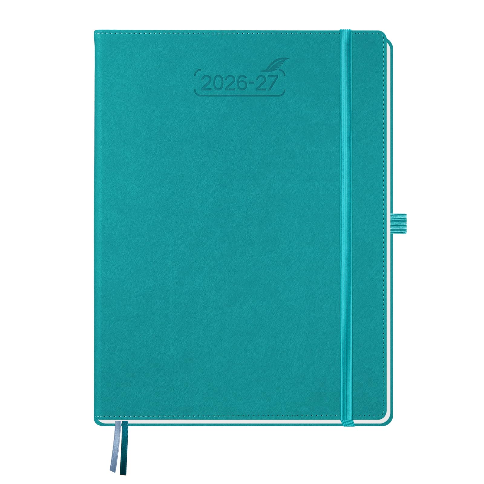 BEZEND A4 Academic Diary 2026-2027 Week to View (Jul 26 - Dec 27) Vertical Weekly Planner with Time Slots & Monthly Tabs. Appointment Diary for Home School Office. PU Leather Hardback, Turquoise