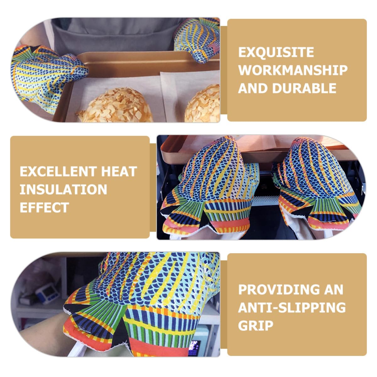 Guantes de Horno Ideales para Retirar Platos de Pasta de Algodón Resistentes al Calor Paquete de 2 Piezas Cómodos y Flexibles para Cocina