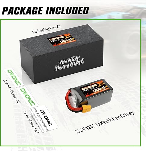 Miniatura 10 de OVONIC 6s Lipo Batería 120C 1200mAh 22.2V Lipo Batería con XT60 Conector para RC FPV Racing Drone Quadcopter