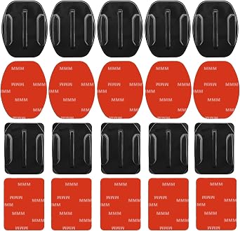 Helmet Adhesive Sticky Mounts, 10 Pack Flat & Curved Helmet Mounting attachments with 10 Sticky Pads, Compatible with Go pro Hero 13 12 11 10 9 8 7 6 5 Session Camera and Other Brand Action Camera