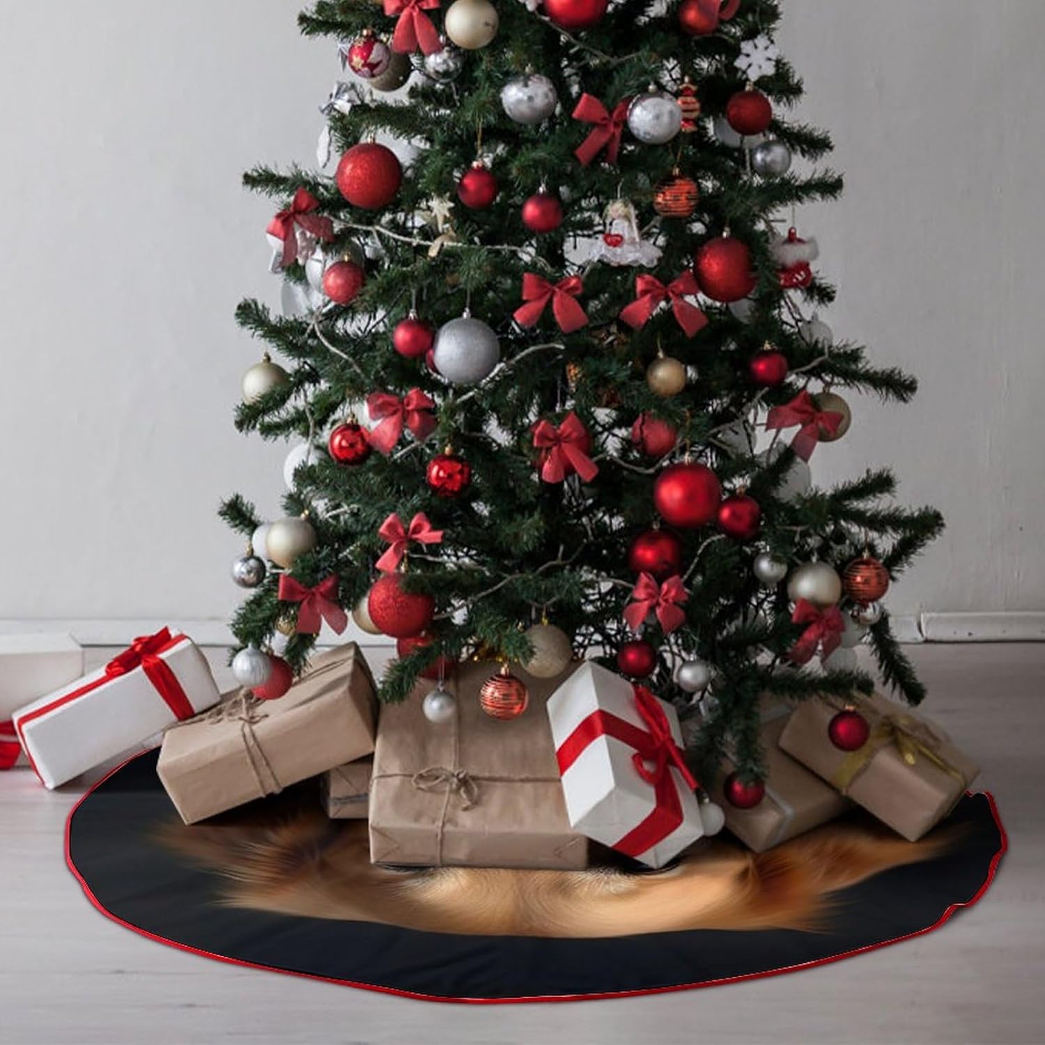 Christmas Tree SkirtGolden Retrieverclassic Fashion Tree Skirt Painted Multifunctional Christmas Tree Skirt