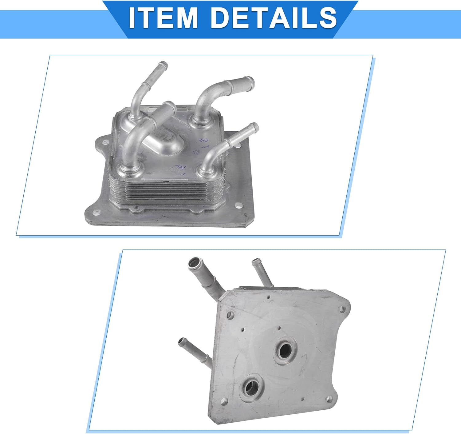 Engine Oil Cooler Kit Compatible for Nissan Altima Maxima Murano, Durable Aluminum Alloy Silver Tone Transmission Oil Cooler with O-rings Seal