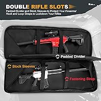 Vista 2 de Soft Rifle Case 32'' 36" 42" 48'' Tactical Long Double Rifle Backpack Gun Bag for Hunting Shooting Range, Firearm Transportation with Lockable