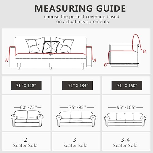 Miniatura 5 de Funda de sofá de forro polar de sherpa para sofá de 3 cojines, marrón, 71" x 134" - Fundas de sofá a prueba de mascotas, funda de muebles resistente