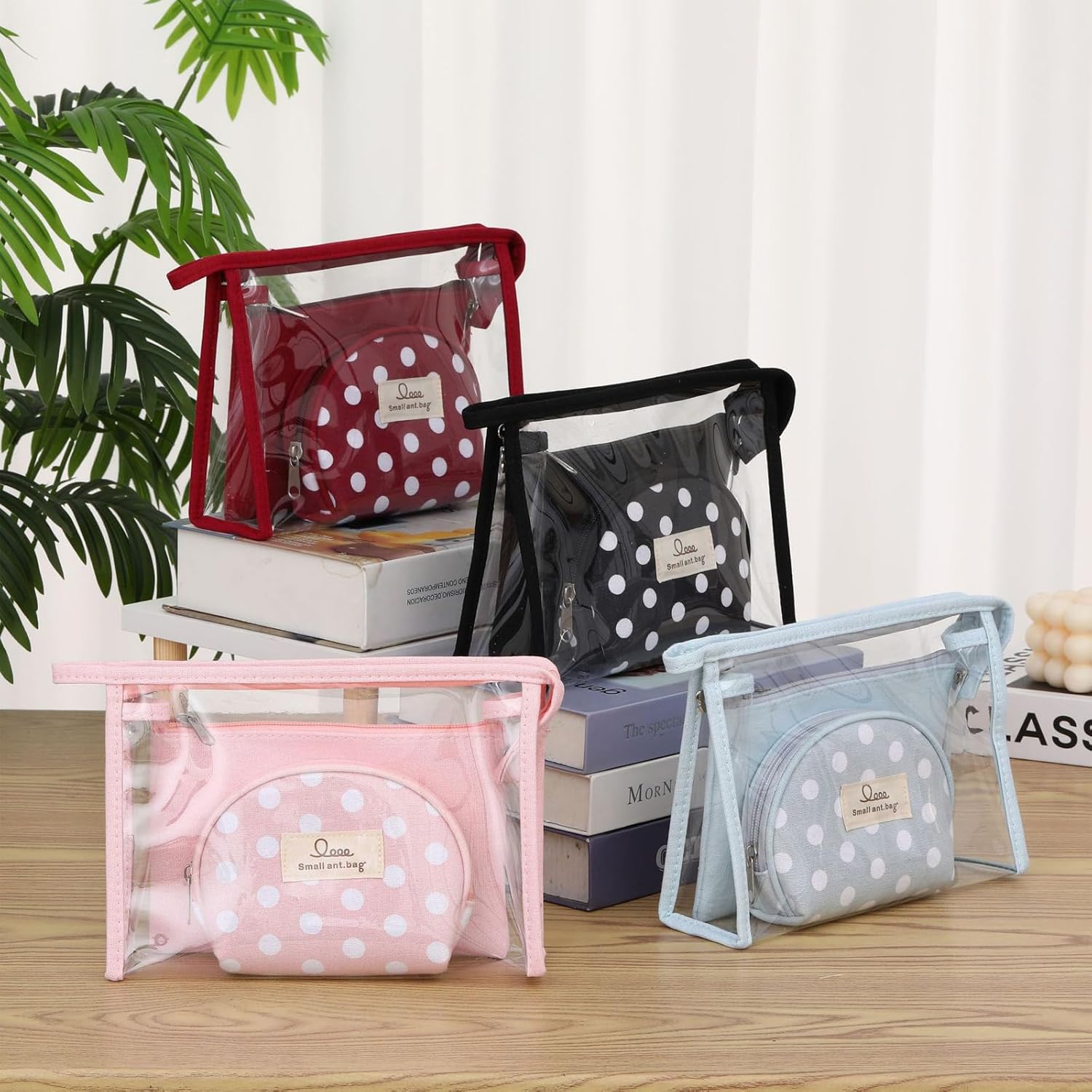 Qikuver Clear Makeup Bag Set, 3 Pack Makeup Toiletry Bags for Women, Portable Travel Cosmetic Bags Purse Bags Zipper Storage Pouches for Home Travel Accessories (Black) - Image 6