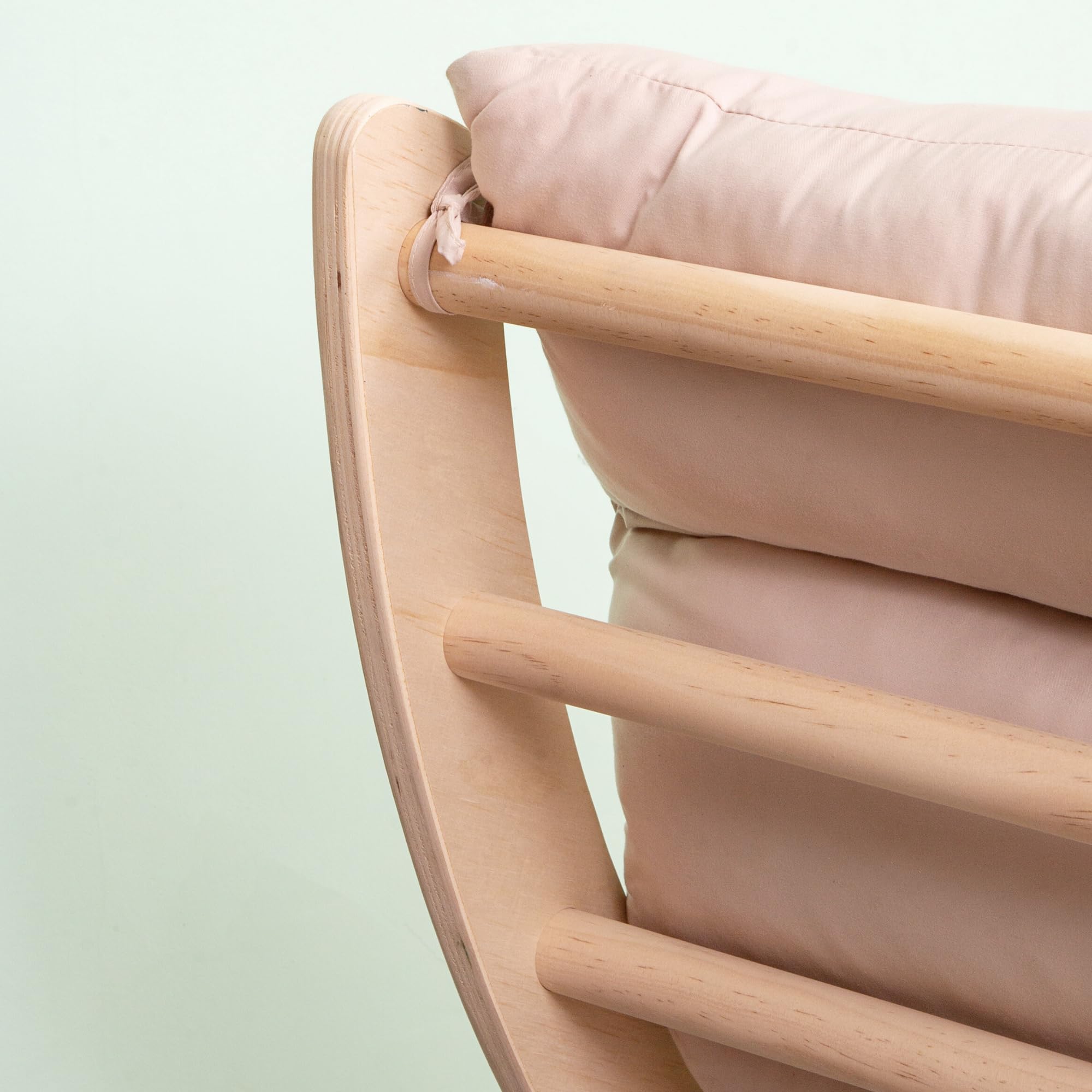 XXL Montessori-Kletterbogen mit Kissen und stabilen Beinen – Holz–Klettergerüst – 124x65x42 cm – Natur