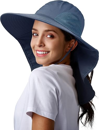 Miniatura 10 de Sombrero de pesca para senderismo y hombre, impermeable, de nailon con solapa grande para el cuello, UPF 50+, para mujeres y hombres