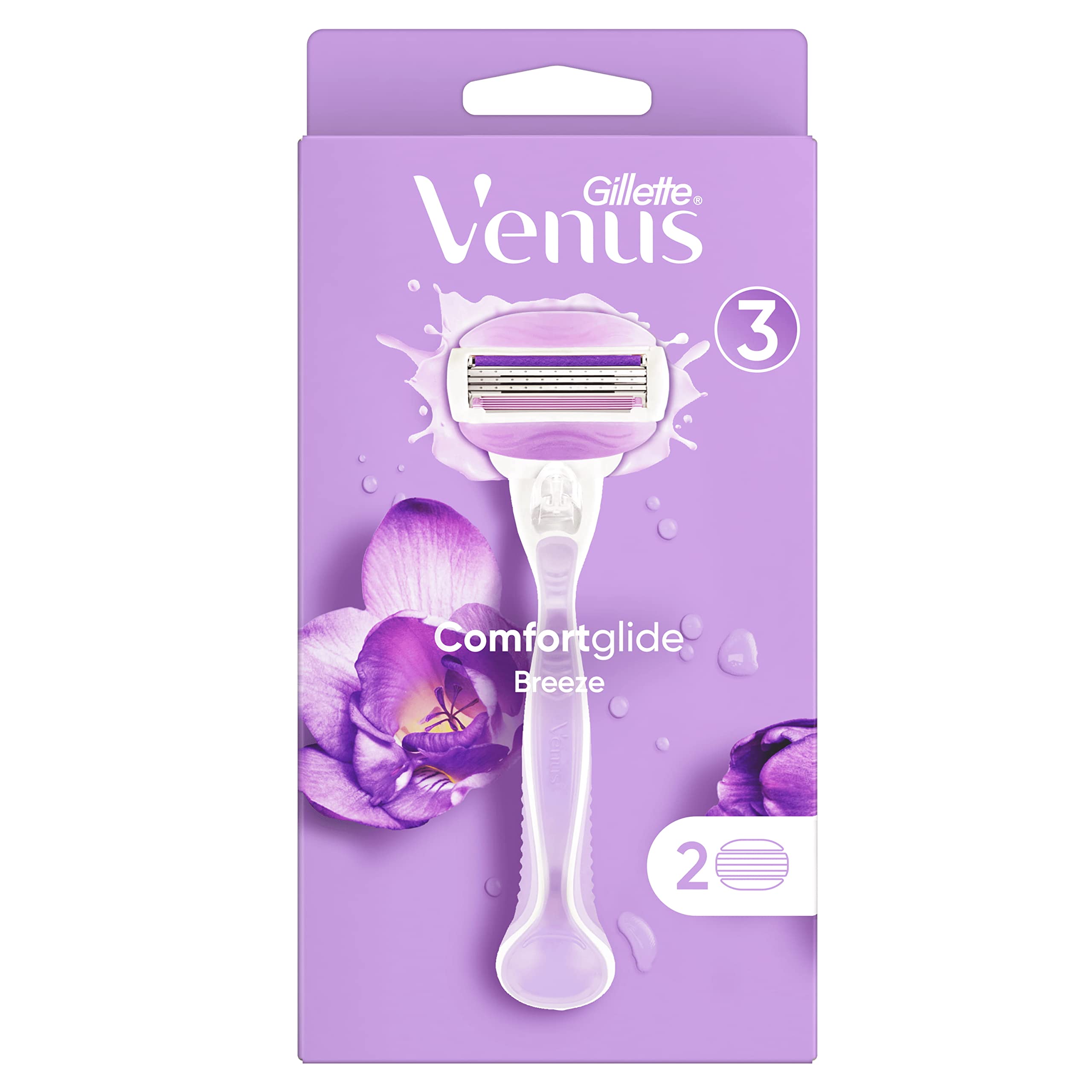 Gillette Venus ComfortGlide Breeze Máquinilla de Depilación Para Mujer + 2 Cuchillas de Recambio, 3 Venus Recambios Para Una Depilación Suave, Apurada Y Duradera (el embalaje puede variar)