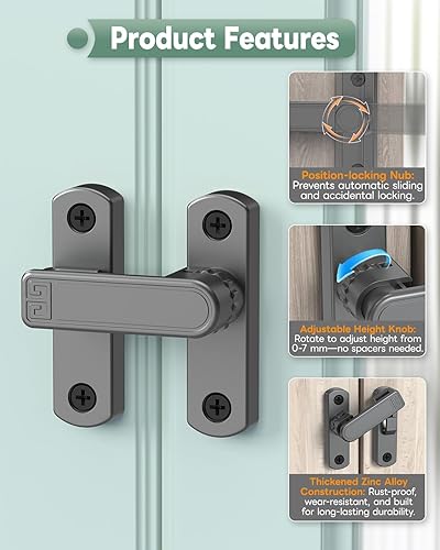 Miniatura 3 de Cerraduras ajustables para puerta de granero, pestillo de puerta corrediza de 90180 grados, pestillo de puerta de seguridad para el hogar para