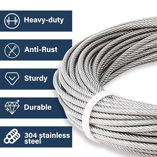 Cable de acero inoxidable 3/16 de 50 pies con accesorios miniatura 3