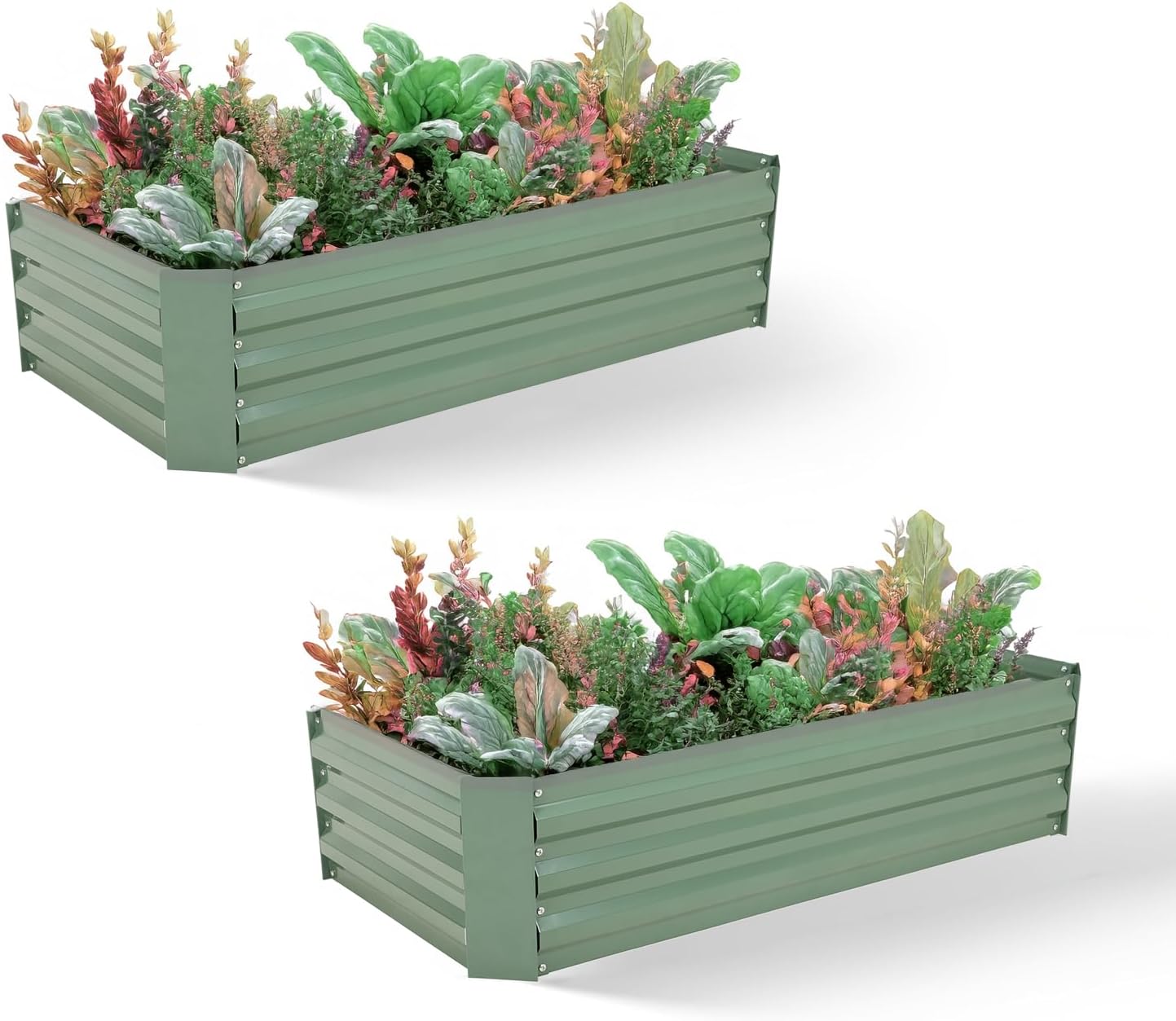 BPS Galvanized Raised Garden Bed Set of 2, 3' x 3' x 1' Metal Planter Raised Garden Boxes Outdoor for Flower Planters, Vegetables, Herbs