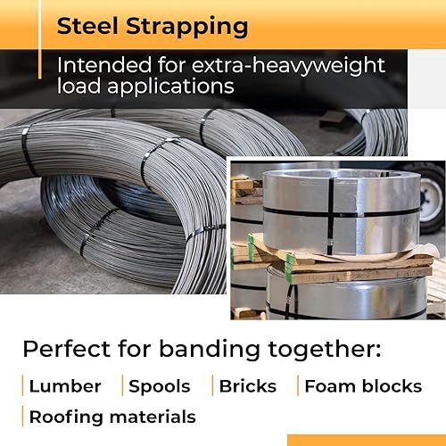 Miniatura 6 de IDL Packaging PRO - Kit de flejado de acero de 34 pulgadas x 600 pies, resistencia a la rotura de 1700 libras, con innovadora herramienta de