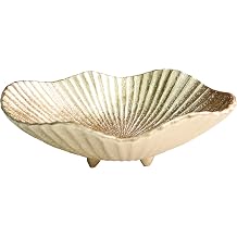 10.83" Large Decorative Bowl decor, Scalloped Pedestal Bowls for Modern Home Decor,Ruffle Decor,Stylish Key Bowl for Entry Table,Decorative Fruit Bowl for Kitchen Counter, Golden