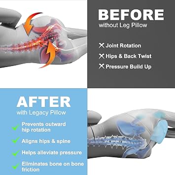 Hydomi Orthopaedic Knee Pillow for Side Sleepers | Premium Memory Foam Leg Support Cushion with Cooling Cover for Sleeping | Adjustable Strap for Back, Hip & Sciatica Relief