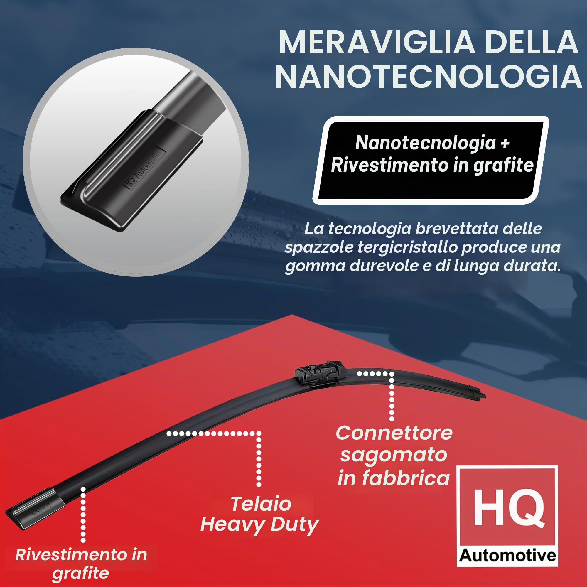 HQ Automotive Spazzole tergicristallo per DR AUTOMOBILES DR 6 SUV (2021 e versioni successive) Kit di ricambio tergicristalli anteriori