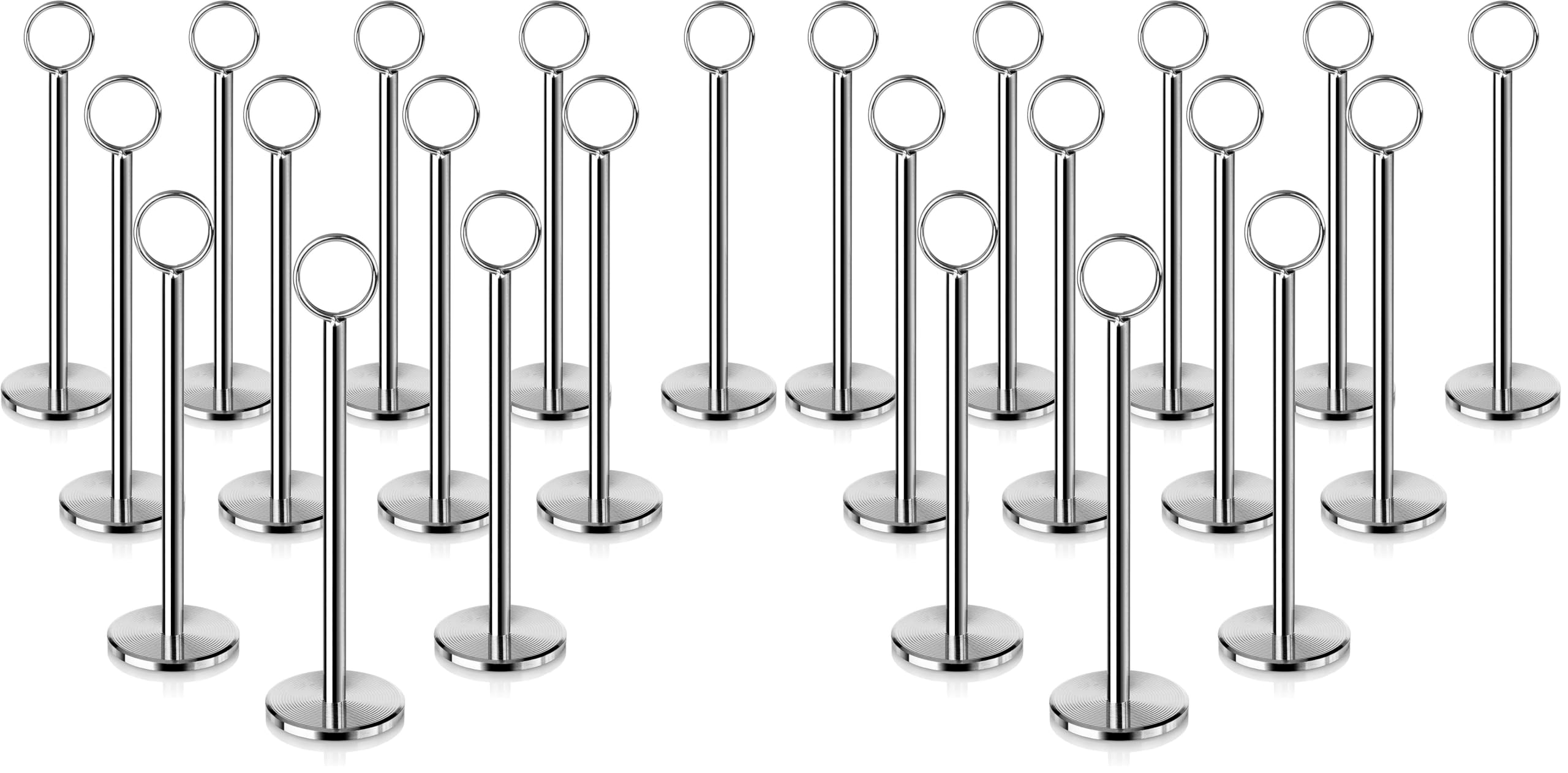 New Star Foodservice Ring-Clip Table Number Holder / Place Card Stand, 8 Inch, Silver, Set of 12 (Pack of 2)