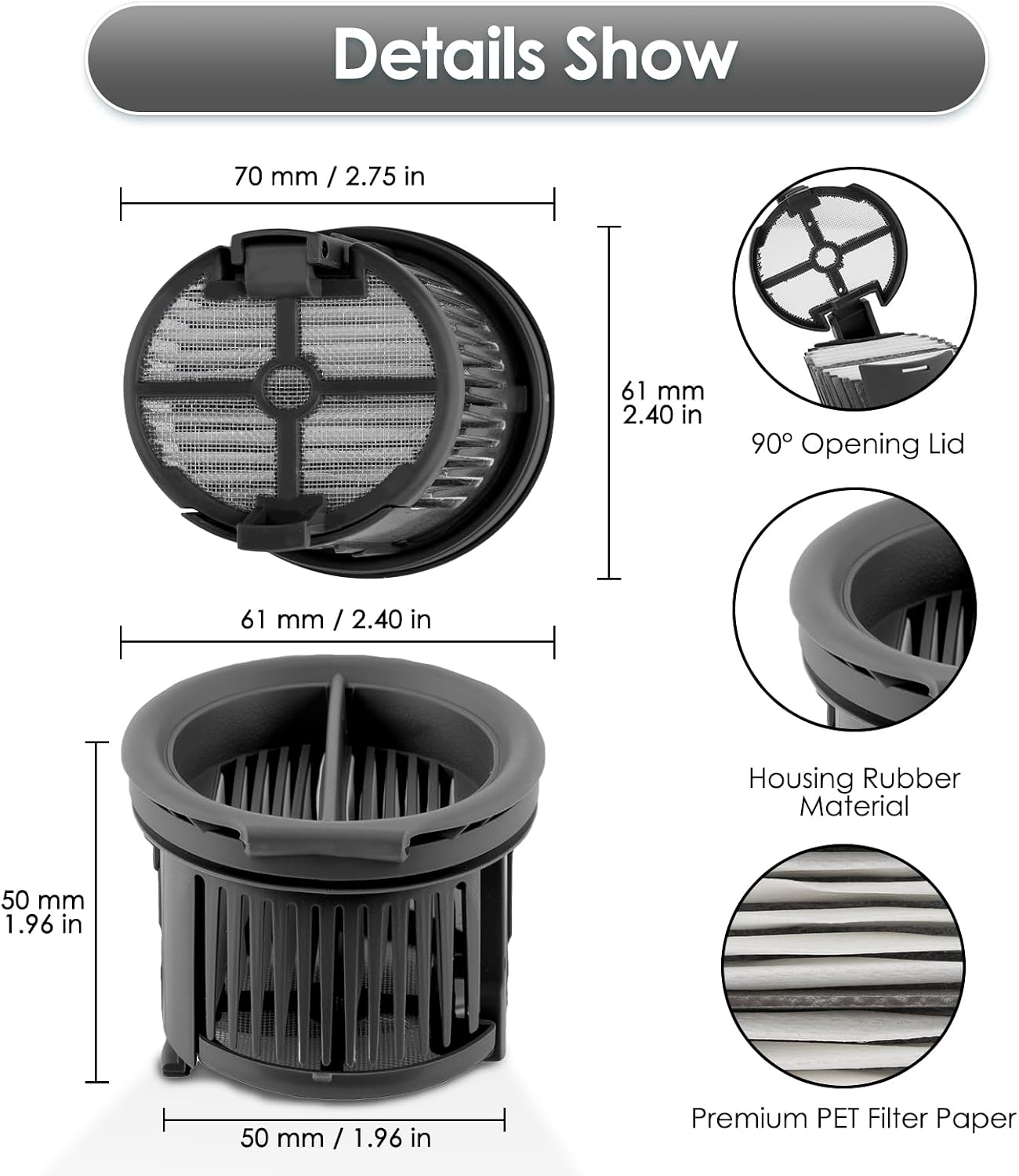 (4 Pack) X4 Pro Replacement Brush Rollers and HEPA Filters for Mova X4 Pro / M10 Wet Dry Vacuum Cleaner, 2 HEPA Filters, 2 Brush Rollers (Excluding Handle, install the old handle on our roller brush)