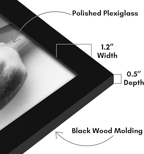 Vista 390 de Americanflat - Marco para póster de 71 x 74 cm con plexiglás pulido, portarretratos negro de madera industrializada, Epic Collection, marco ancho