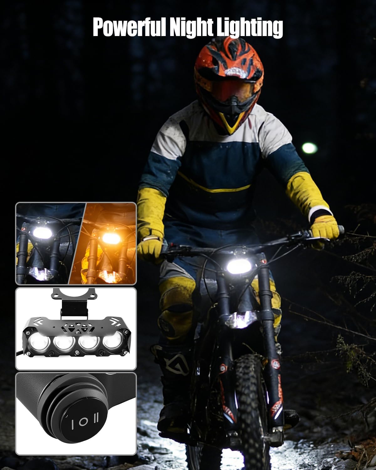 Dirtbike Headlight Kit Fit for Talaria Sting R MX4 Sur Ron Segway X260 Four Lens LED Front Headlight with Protective Cover Plug and Play Light Kit with Switch High Brightness for Offroad Riding