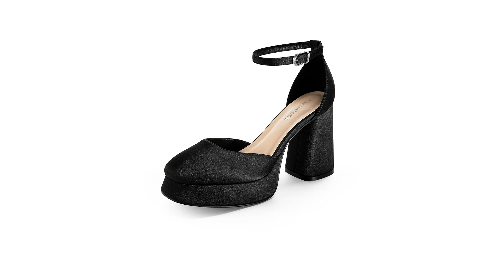 Amazon.com | Modatope Black Satin Platform Heels Women Block